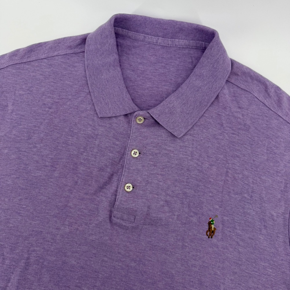 Polo Ralph Lauren Polo Shirt Mens XL Purple Heathered Short Sleeve Pony Logo